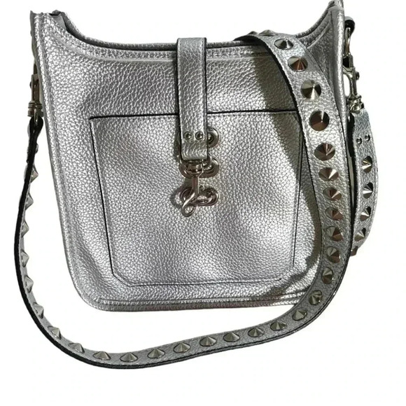STEVE MADDEN B-Wylie Vegan Leather Silver Crossbody with Studs - RETAIL $68 - Picture 1 of 5